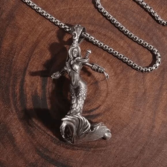 Mermaid Warrior Stainless Steel Pendant Necklace - Picture 4 of 8
